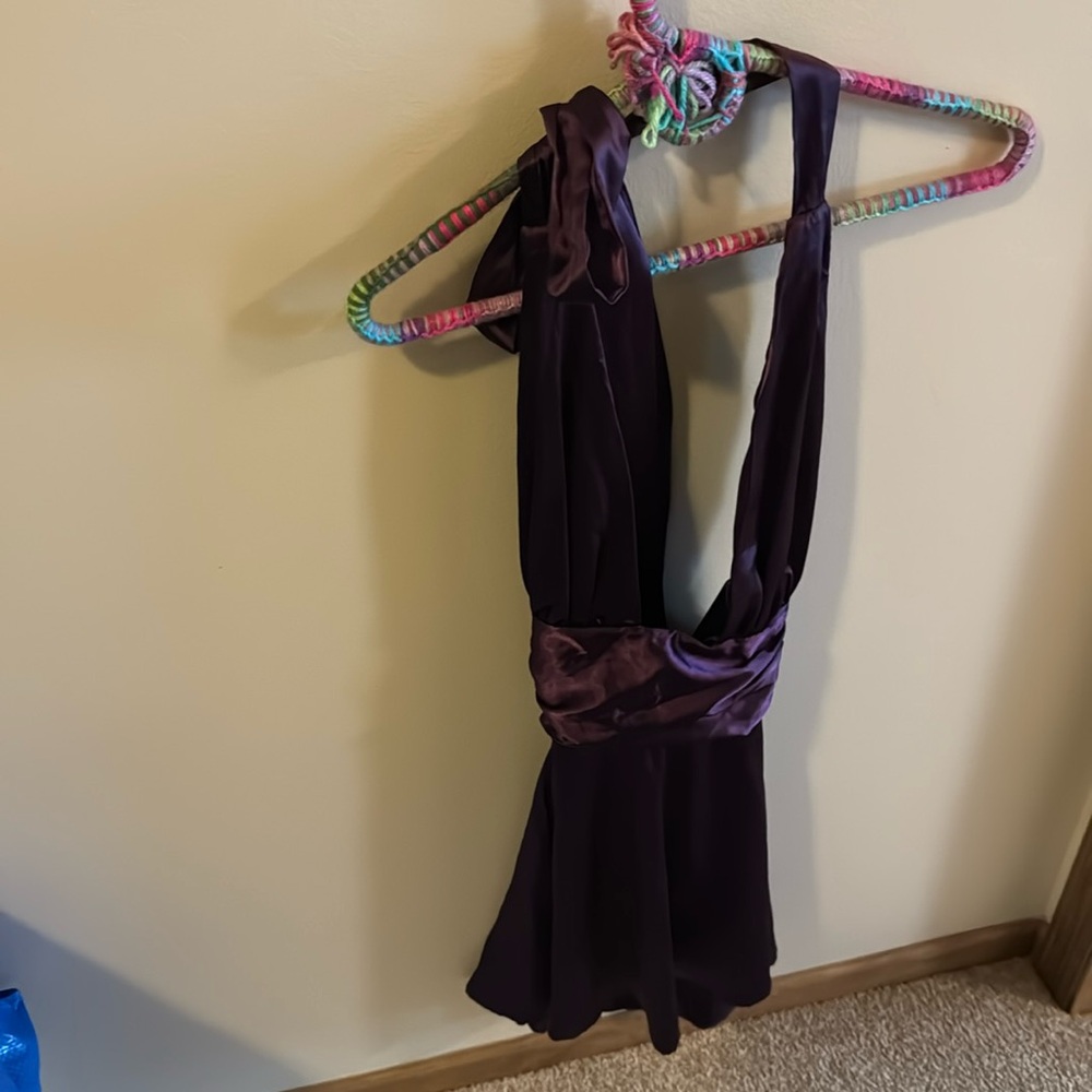 Purple back and neck tie dress